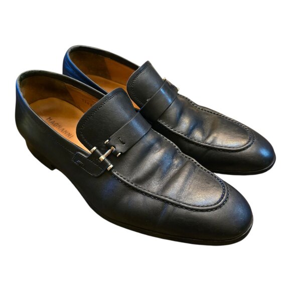 Men's MAGNANNI Black Leather Slip-on Bit Loafer sz 7 - Picture 6 of 11